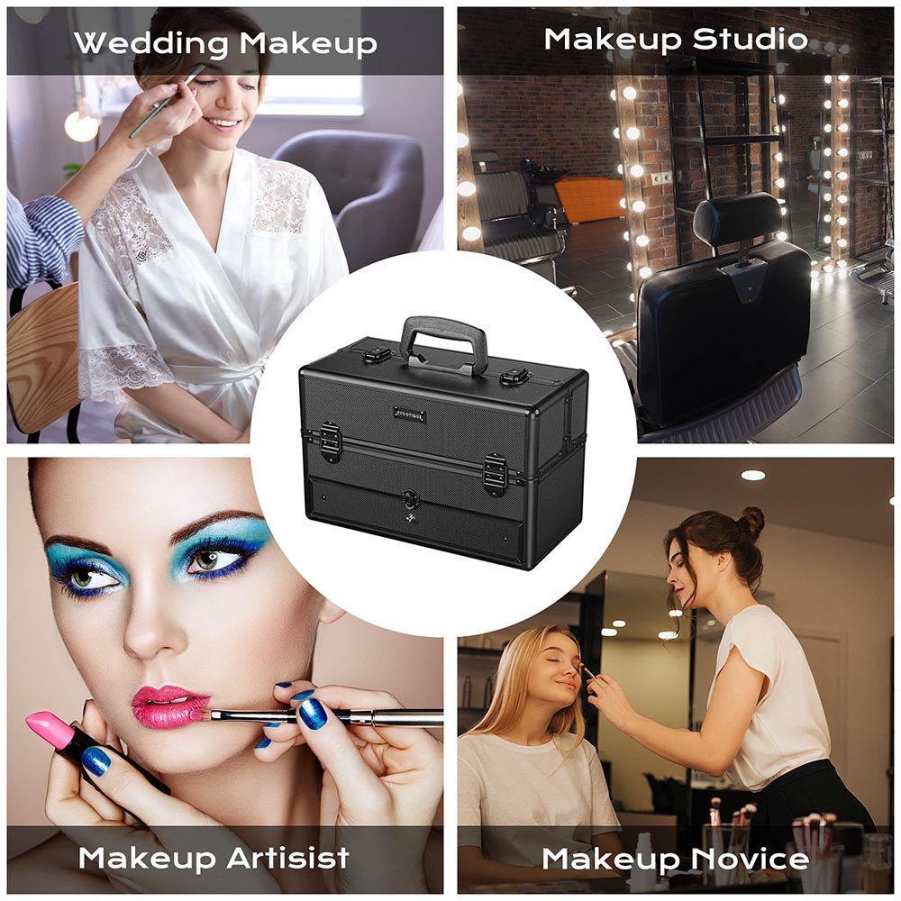 Yescom Makeup Vanity Case with Drawer Lockable Black Image