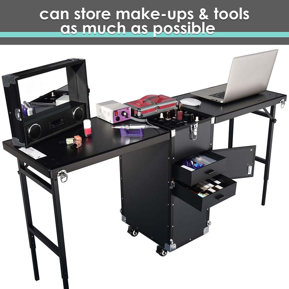 Yescom Double Makeup Hairstylist Nail Table Station Image
