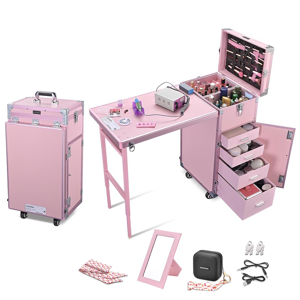 Yescom Nail Table Makeup Station Speaker Drawers Mirror Image