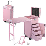 Yescom Nail Table Makeup Station Speaker Drawers Mirror, Pink Image