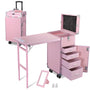 Yescom Nail Table Makeup Station Speaker Drawers Mirror, Pink Image