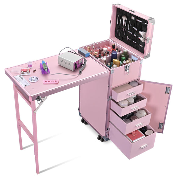 Yescom Nail Table Makeup Station Speaker Drawers Mirror Image