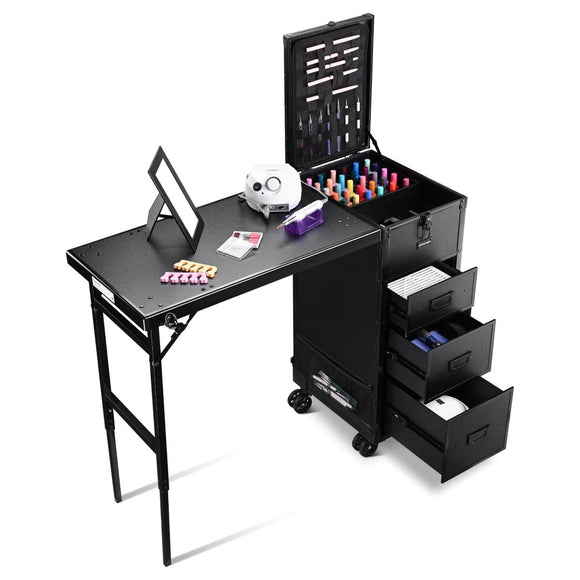 Yescom Makeup Artist Hairstylist Nail Table Workstation (Lefty & Righty) Image