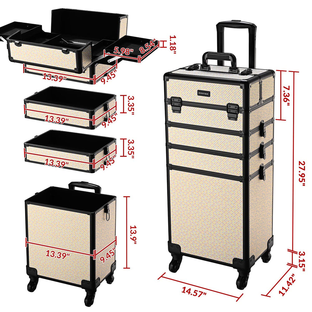 Yescom Rolling Makeup Case Art Deco Artist Travel Case Image