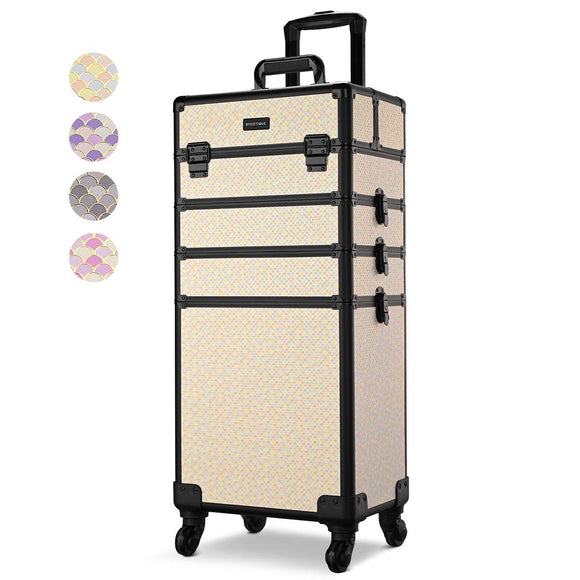 Yescom Rolling Makeup Case Art Deco Artist Travel Case Image