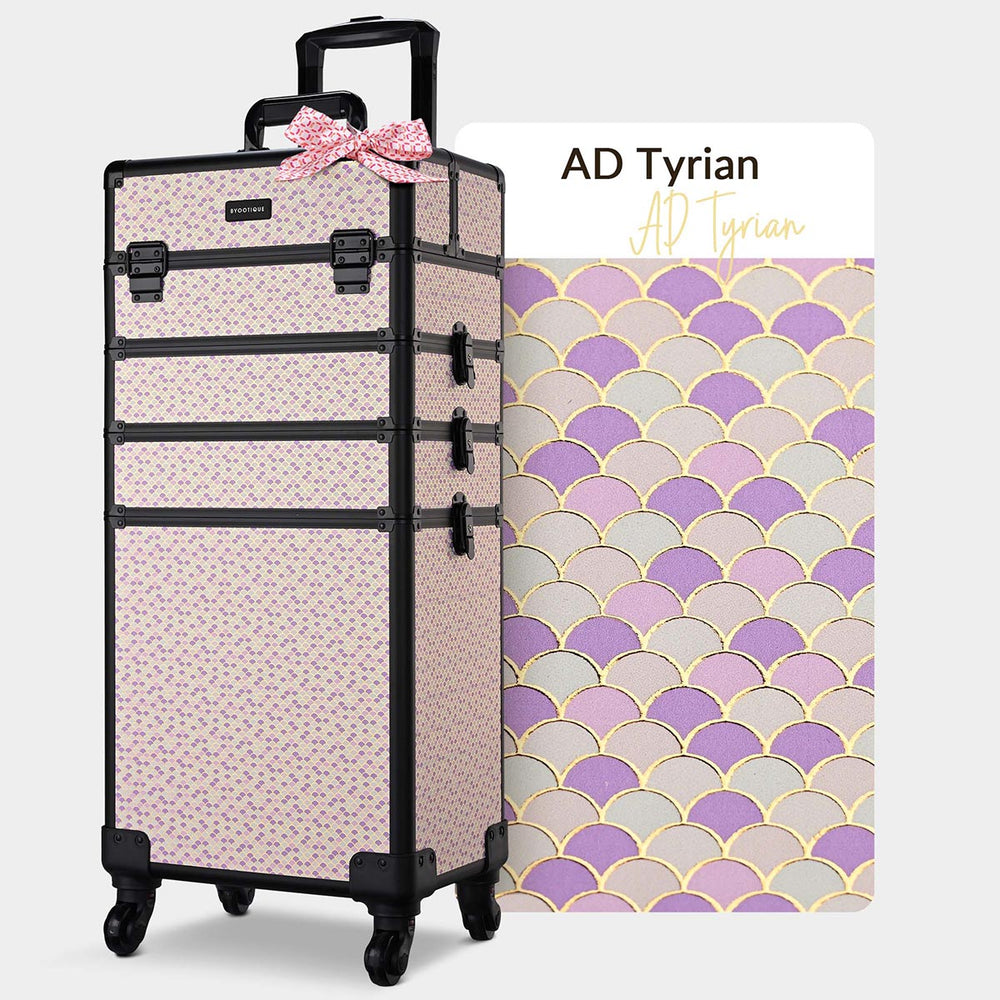 Yescom Rolling Makeup Case Art Deco Artist Travel Case, AD Tyrian Image