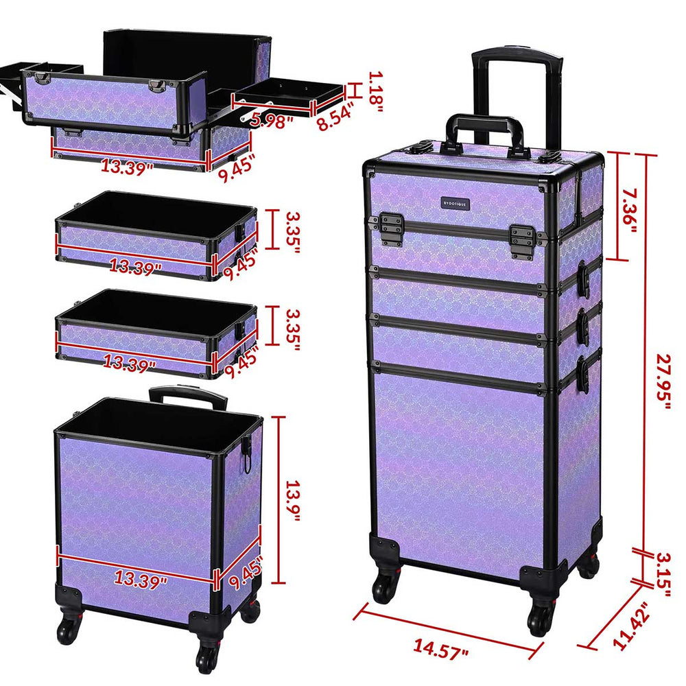 Yescom Rolling Makeup Case ForgetMeNot Artist Travel Case Image
