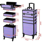 Yescom Rolling Makeup Case ForgetMeNot Artist Travel Case Image