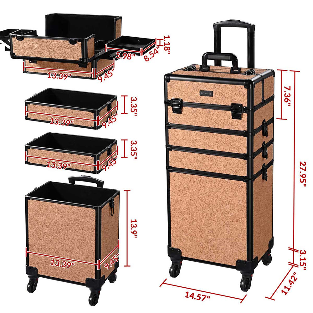 Yescom Rolling Makeup Case Rococo Artist Travel Case Image