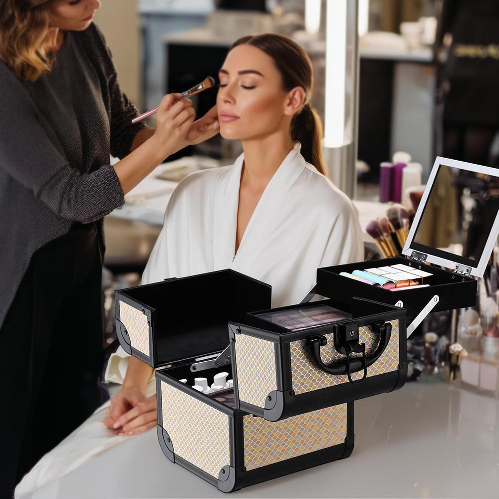 Yescom Art Deco Cube Makeup Box Cosmetic Case Image