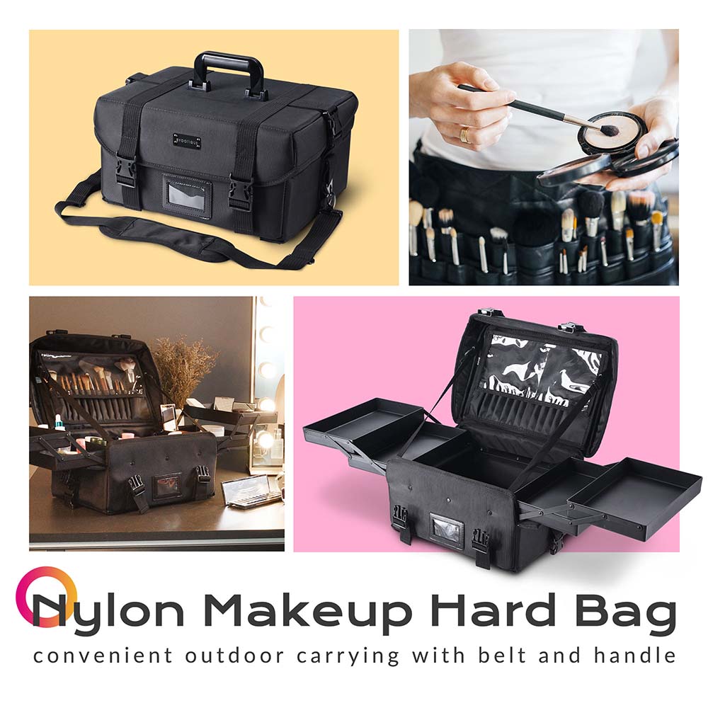 Yescom Makeup Train Case Cosmetic Organizer Bag w/ Strap Image