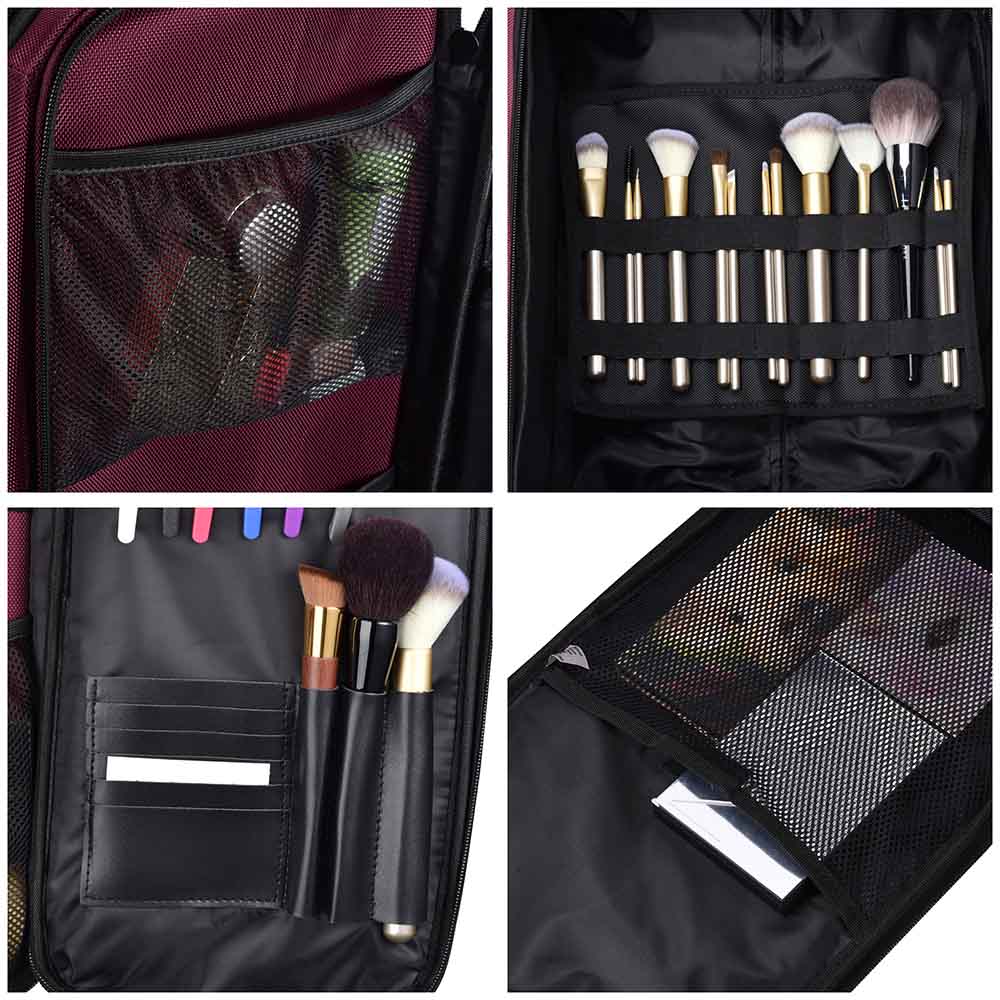 Byootique Rolling Makeup Case w/ 6 Makeup Organized Bags