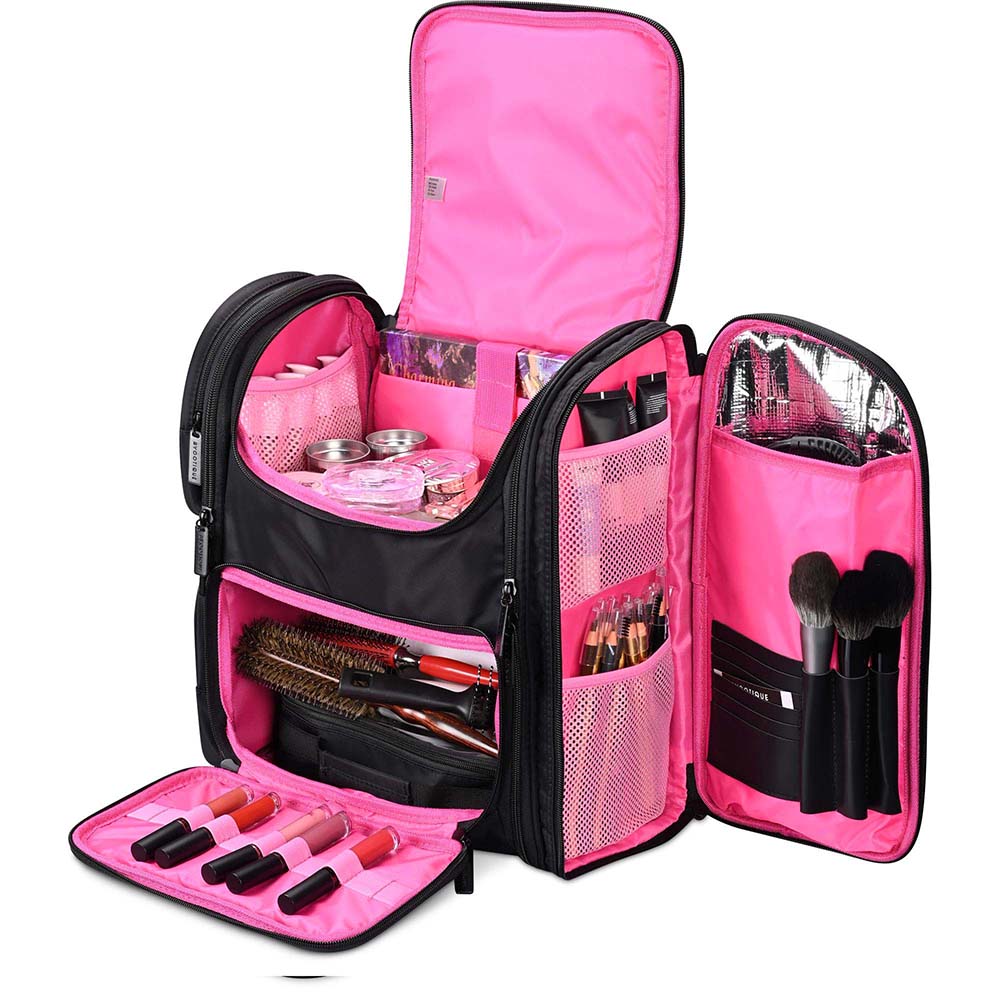 Yescom Pro Artist Makeup Barber Bag Backpack Travel, Barbie Pink Image