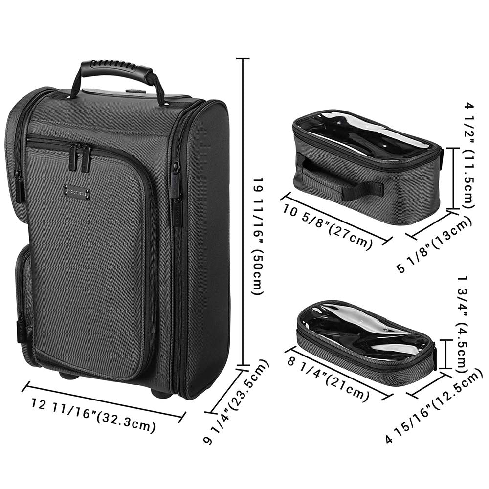 Yescom Rolling Makeup Backpack with 5 Clear Pouches Image
