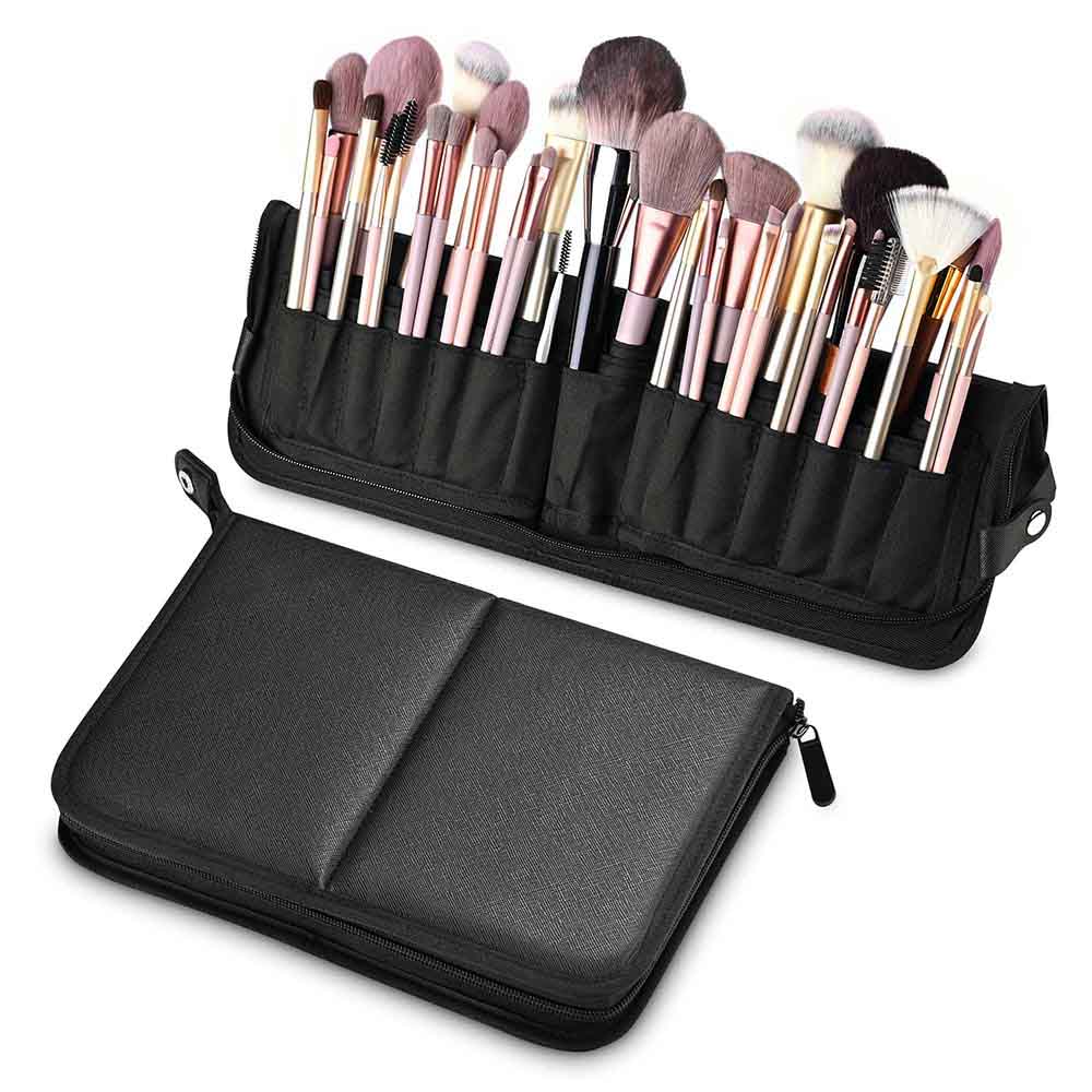 BELLIFFY Étendoir Pinceaux Maquillage Pliable – Support Inclinable Séchage Poils Vers Le Bas, Noir – Idéal Voyage & Quotidien