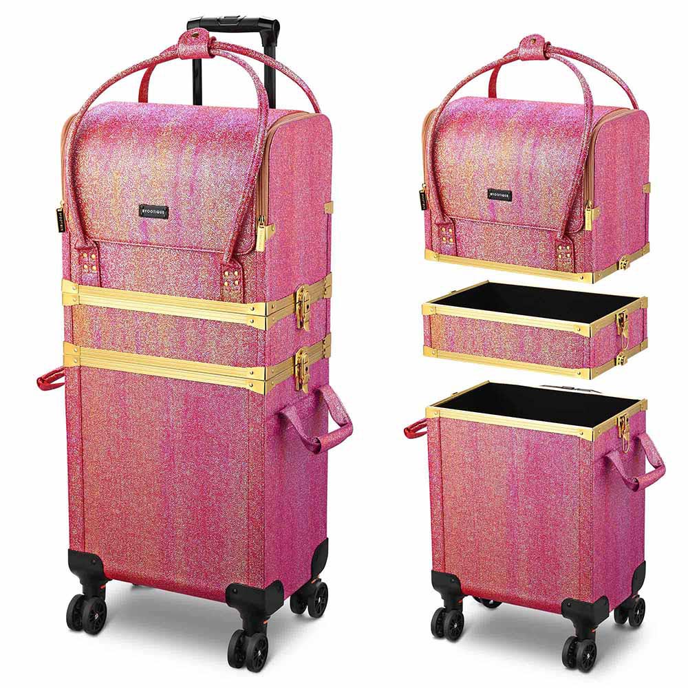 Yescom Makeup Artist Case on Wheels Hairstylist Case, Pink Image