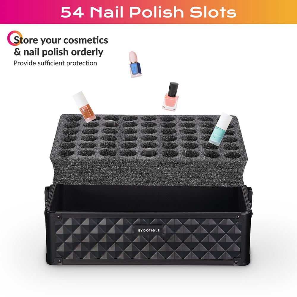 Yescom 4 in 1 Rolling Makeup Case with Lock Nail Polish Slots Image