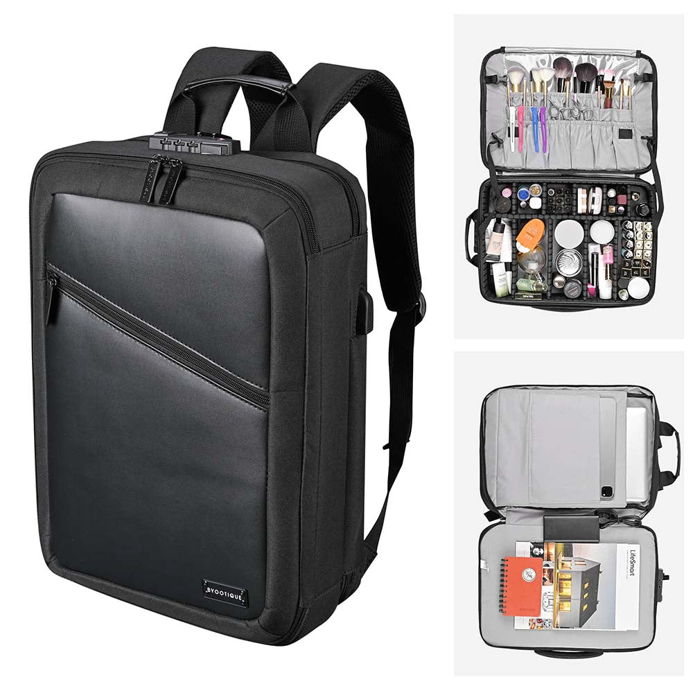 Yescom Pro Artist Makeup Backpack with Dividers TSA Lock Image