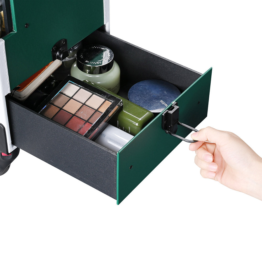 Yescom Emerald Green Makeup Case on Wheels w/ Drawer Image