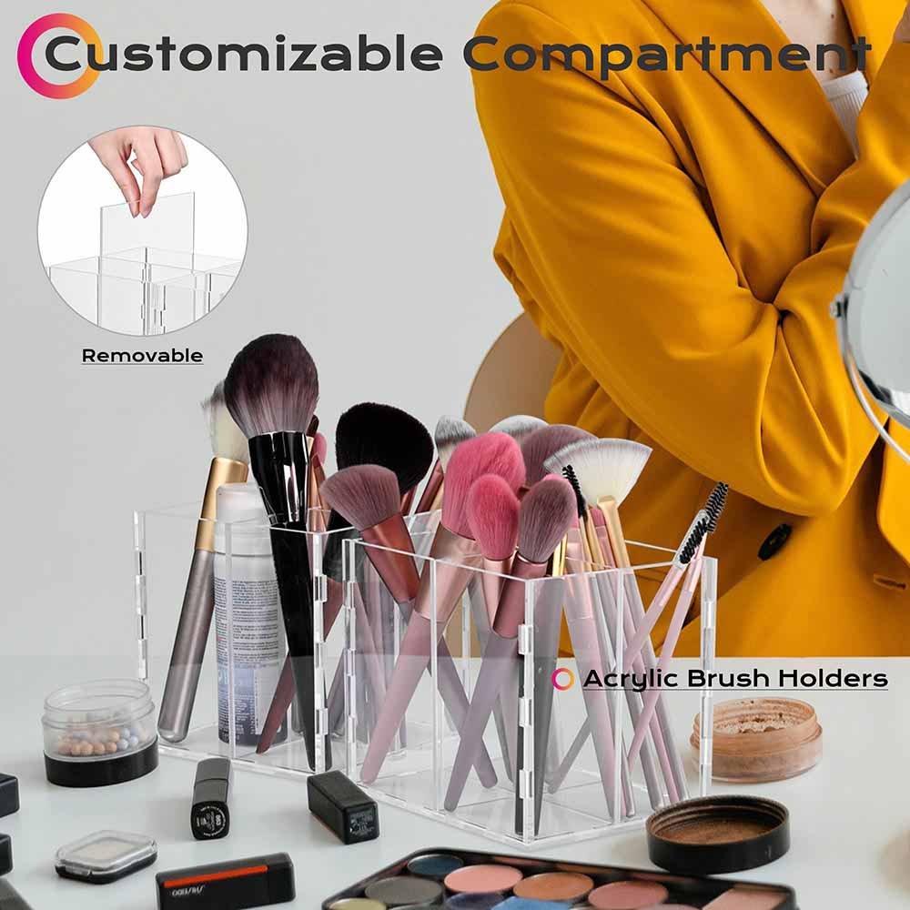 Yescom Travel Makeup Bag Stand-Up Makeup Brush Holder Bag Image
