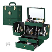 Yescom Makeup Case with Mirror Drawers Forest Green Image