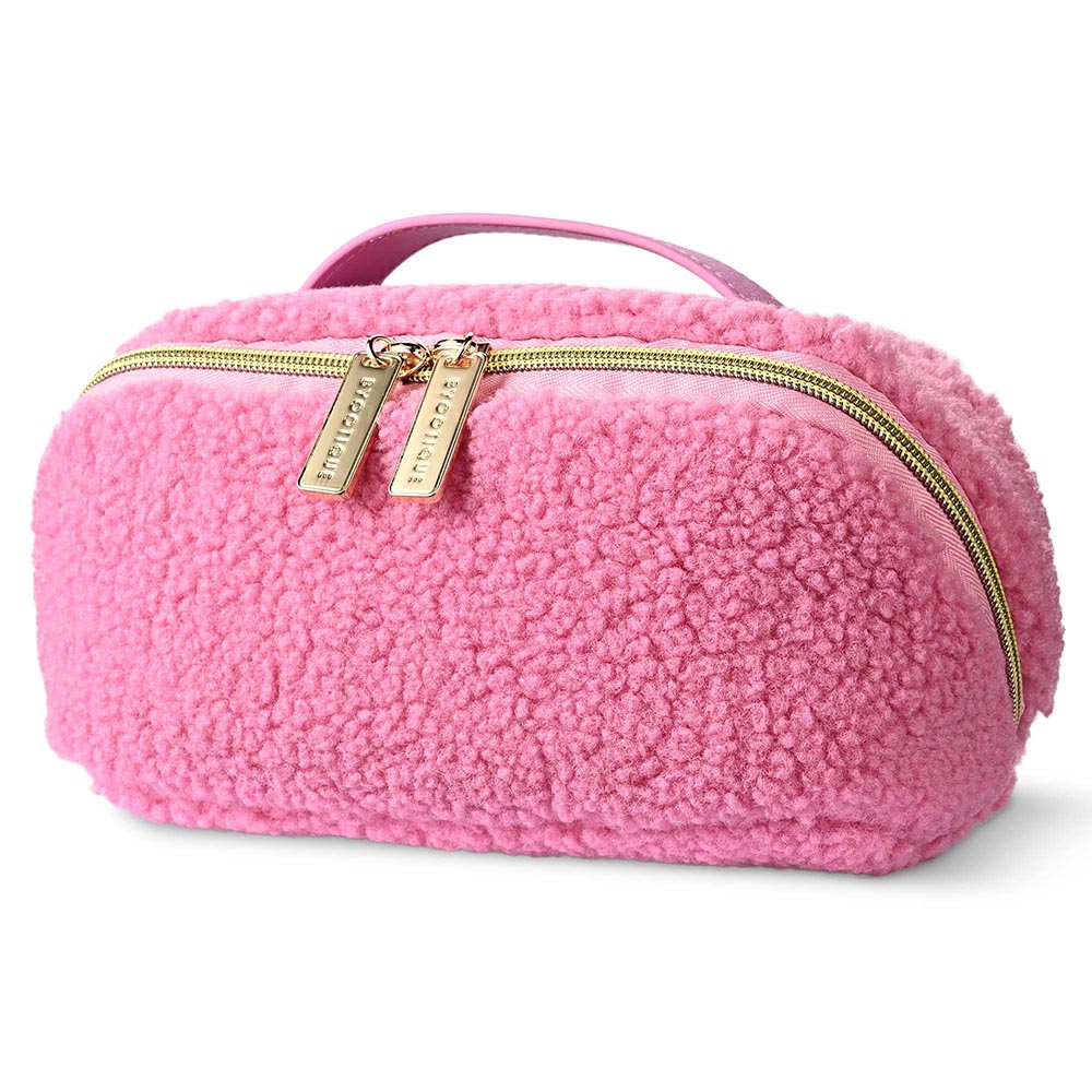 Yescom Travel Makeup Bag with Compartments Zipper, Pink Image