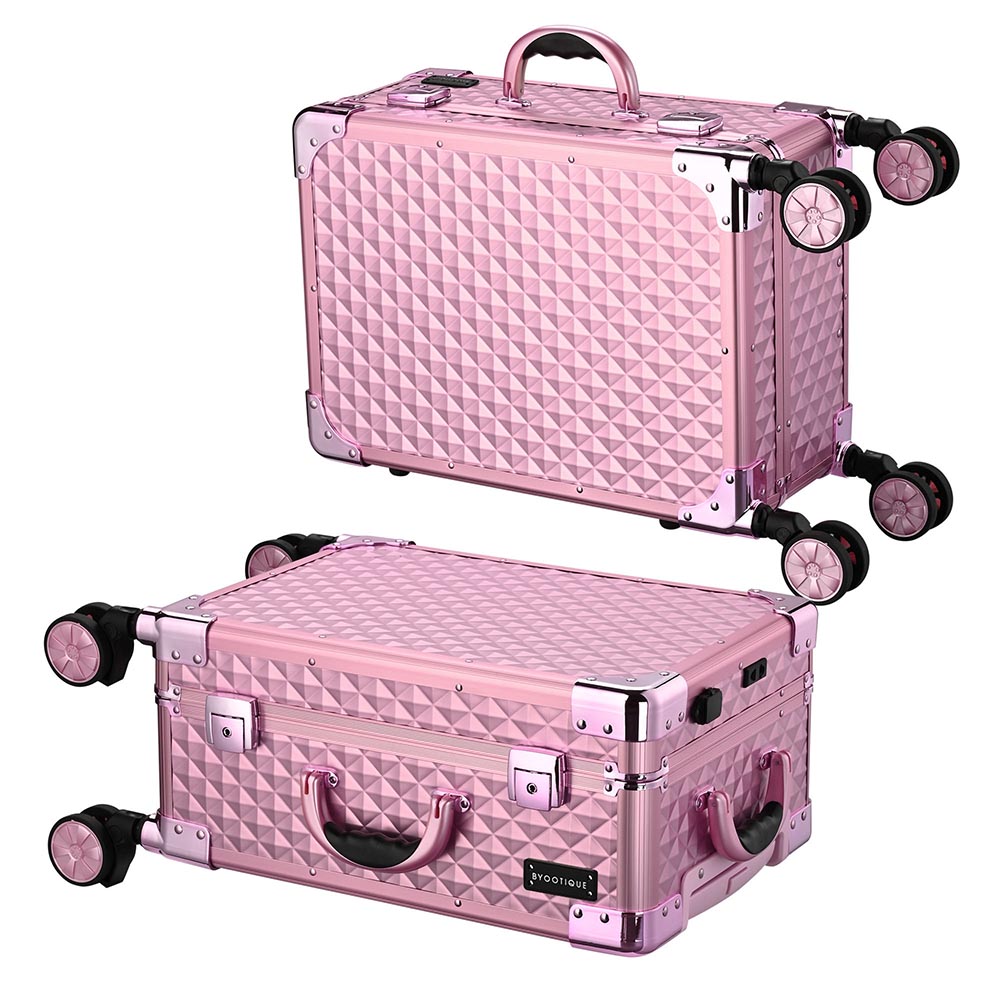 Byootique Rolling Studio Makeup Case with LED Mirror & Stand