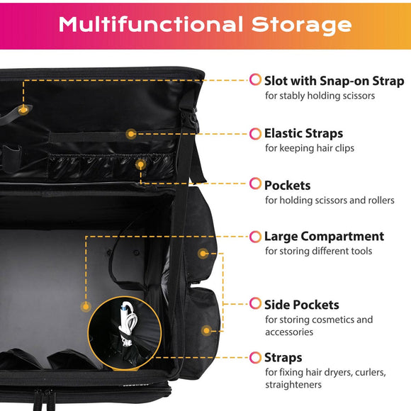 Yescom Hairdresser Suitcase on Wheels for Hairstylist Makeup Artist Image