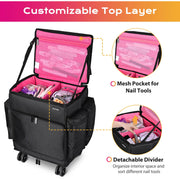 Yescom Hairdresser Nail Tech Rolling Case with Makeup Backpack Image
