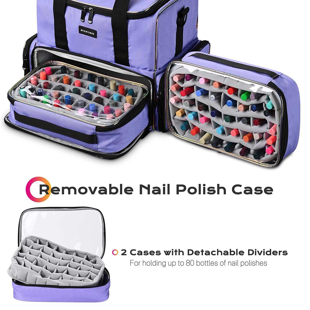 Byootique Nail Polish Organizer Case holds 80 Bottles (15ml) 2-Layer