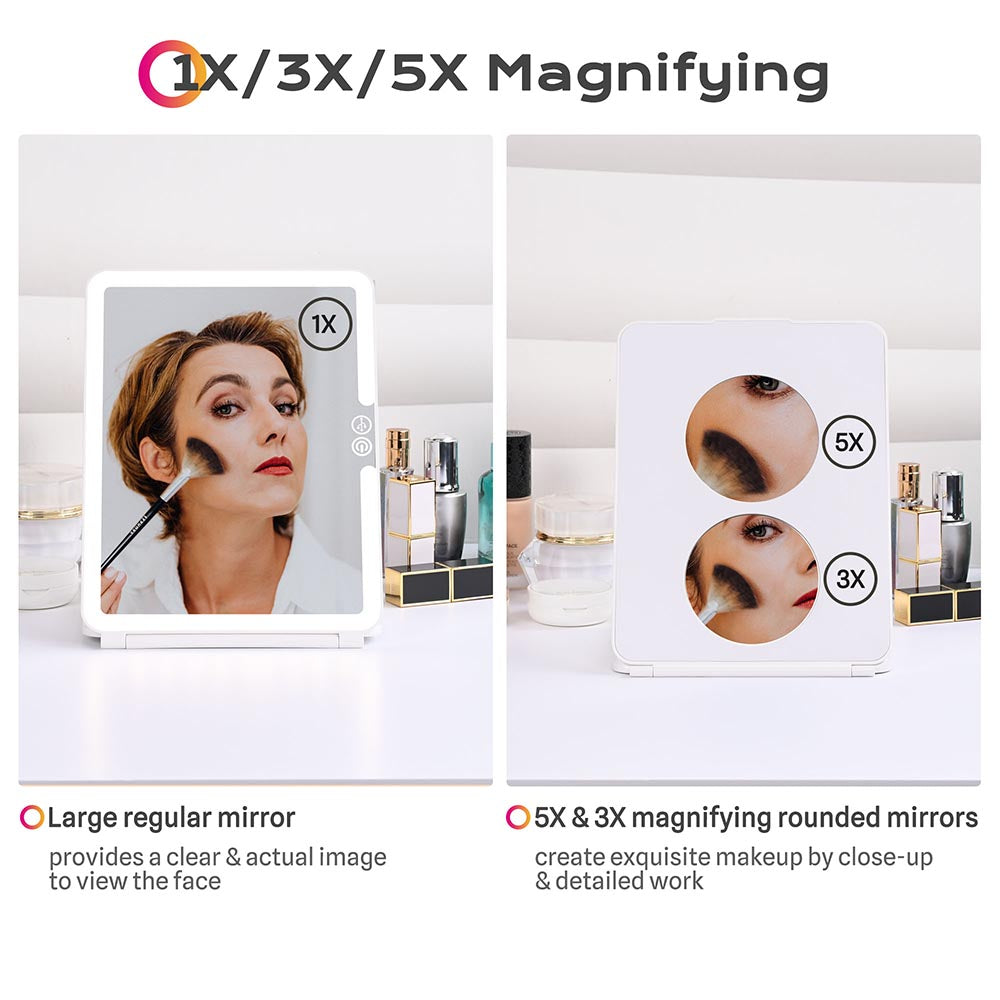 Yescom 10" LED Mirror Travel Magnifying Mirror 1X/3X/5X Image