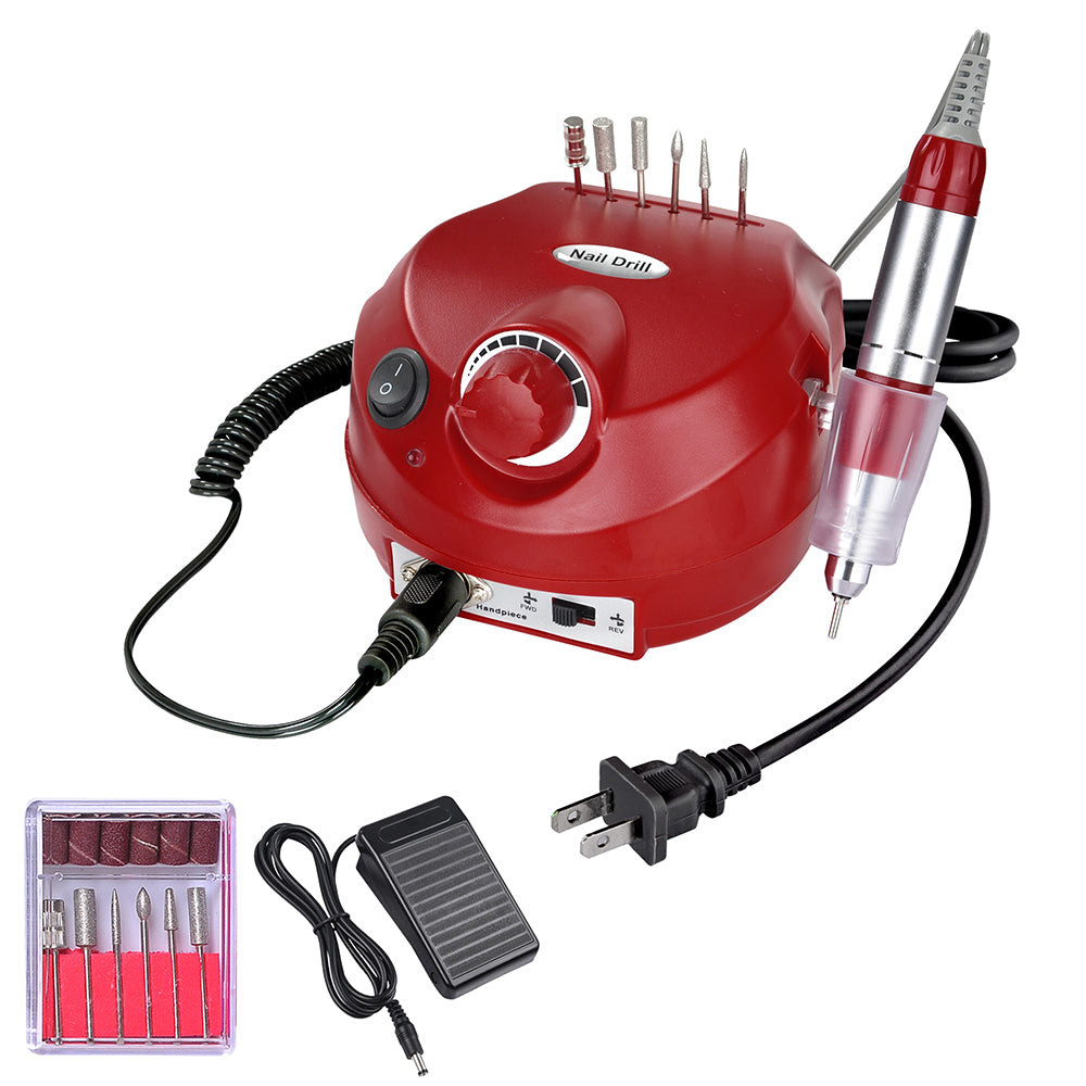 Yescom Nails Care Manicure Electronic Nail Drill File Machine, Red Image