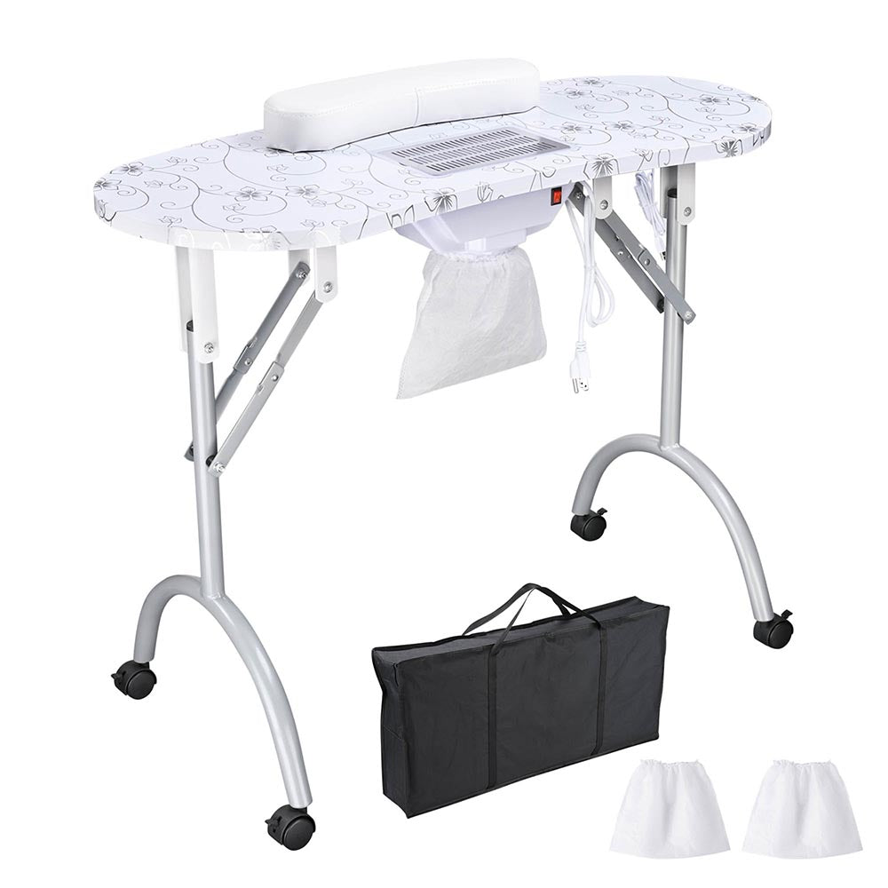 Yescom Foldable Nail Table with Vent Manicure Nail Art, White Image