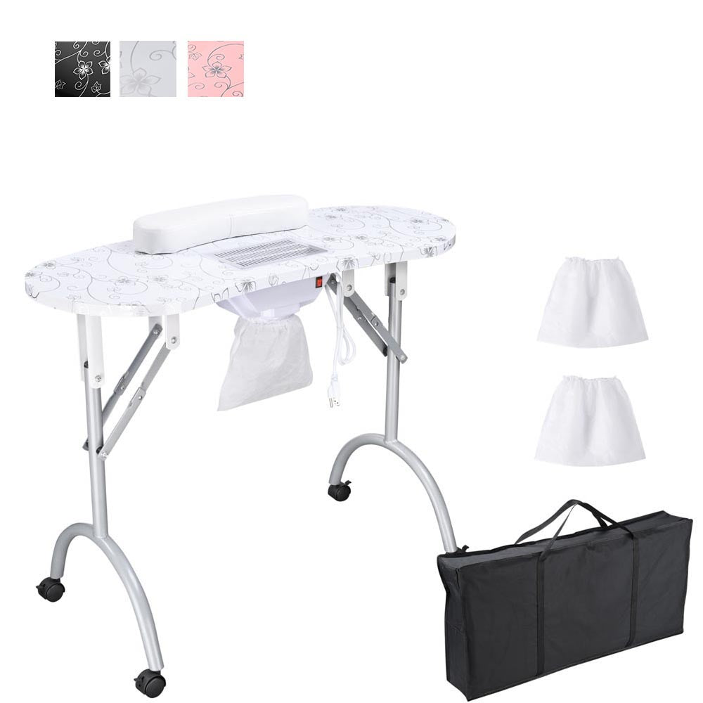 Yescom Foldable Nail Table with Vent & Lamp Manicure Nail Art