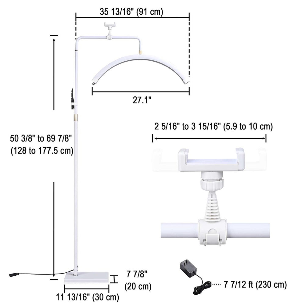 Yescom 28in Half Moon Light Adjustable Eyelash Tattoo Floor Lamp Image