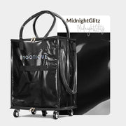 Yescom Shopper Bag with (5)Wheels & (3)Handles Rolling Grocery Tote, 16in MidnightGlitz Image