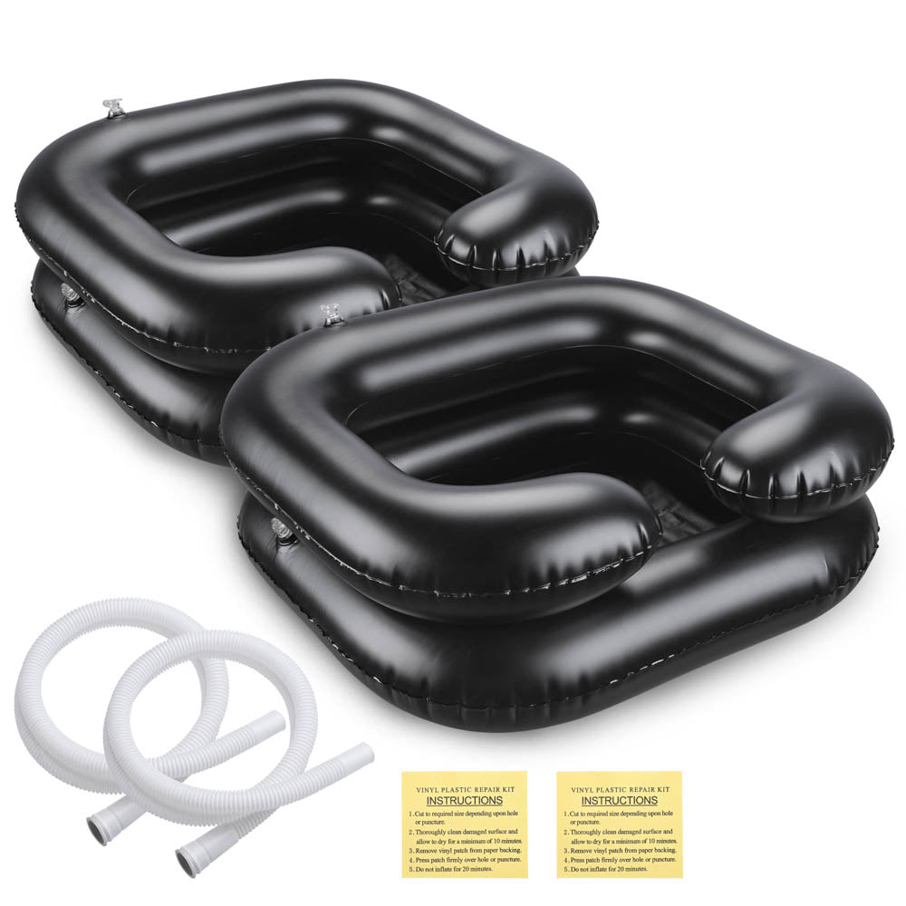 Yescom Inflatable Shampoo Bowls with Hose 2ct/Pack, Black Image