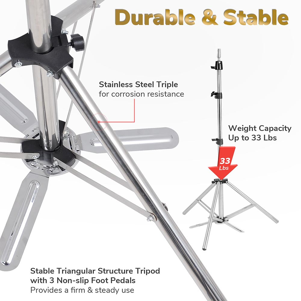 Yescom Mannequin Stand Adjustable Tripod for Cosmetology Head Image