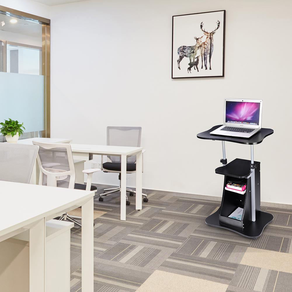 Yescom Height-Adjustable Rolling Laptop Cart with Storage Image
