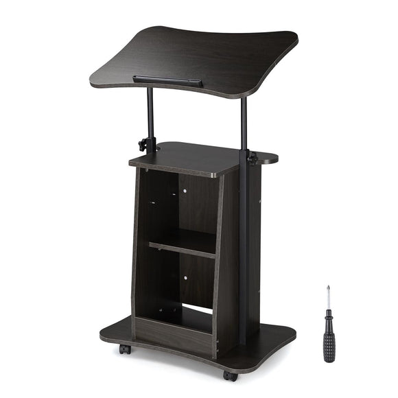 Yescom Height-Adjustable Rolling Laptop Cart with Storage Image
