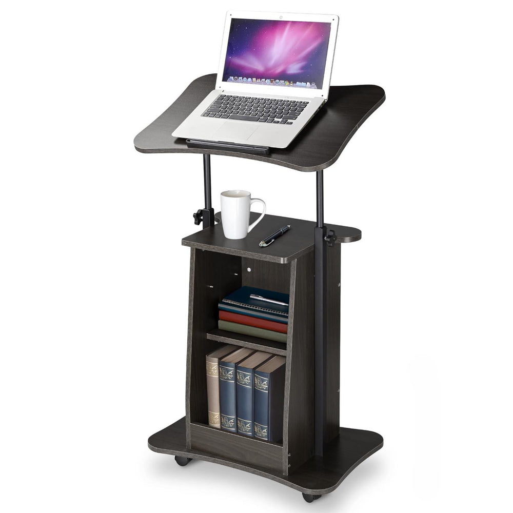 Yescom Height-Adjustable Rolling Laptop Cart with Storage Image