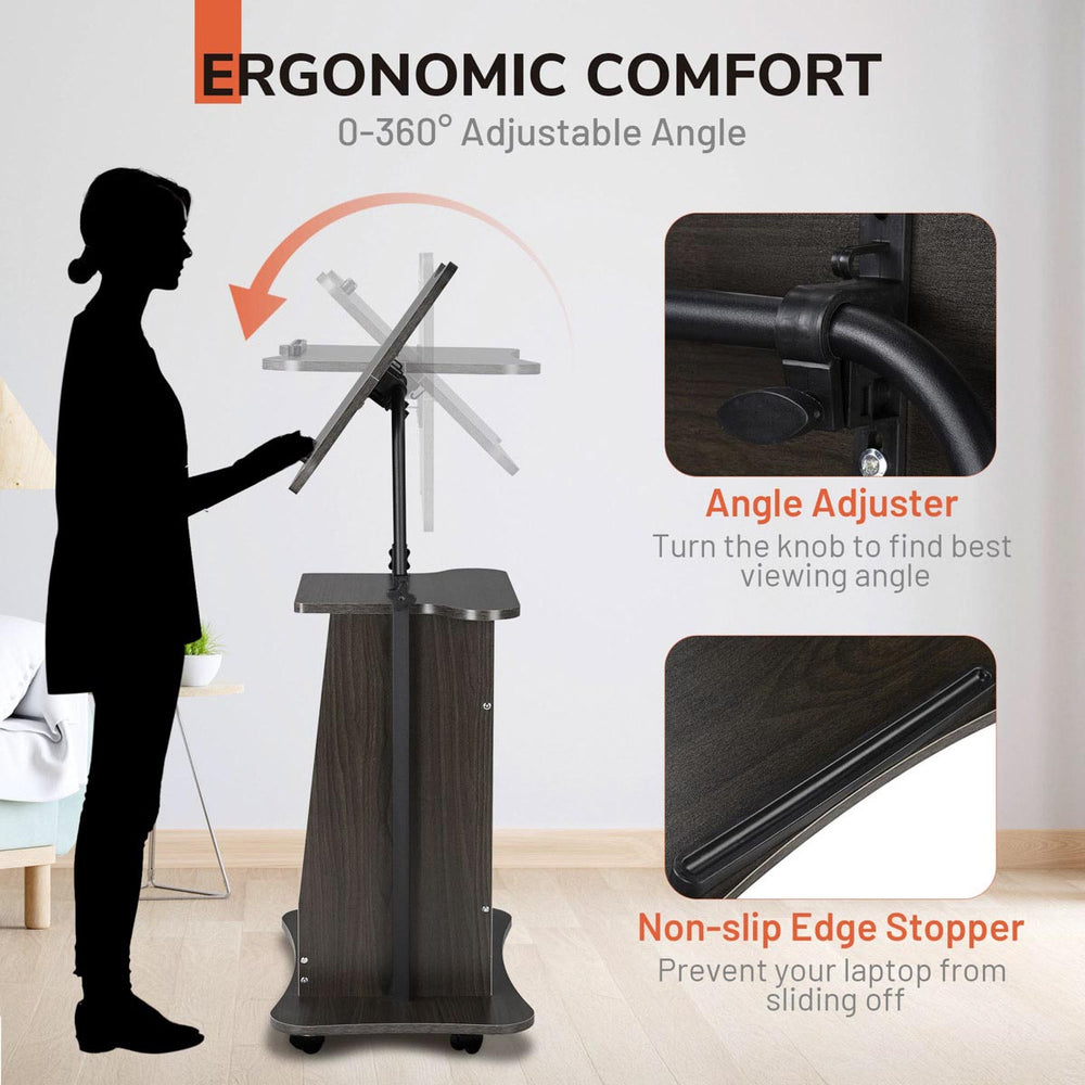 Yescom Height-Adjustable Rolling Laptop Cart with Storage Image