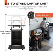 Yescom Height-Adjustable Rolling Laptop Cart with Storage Image