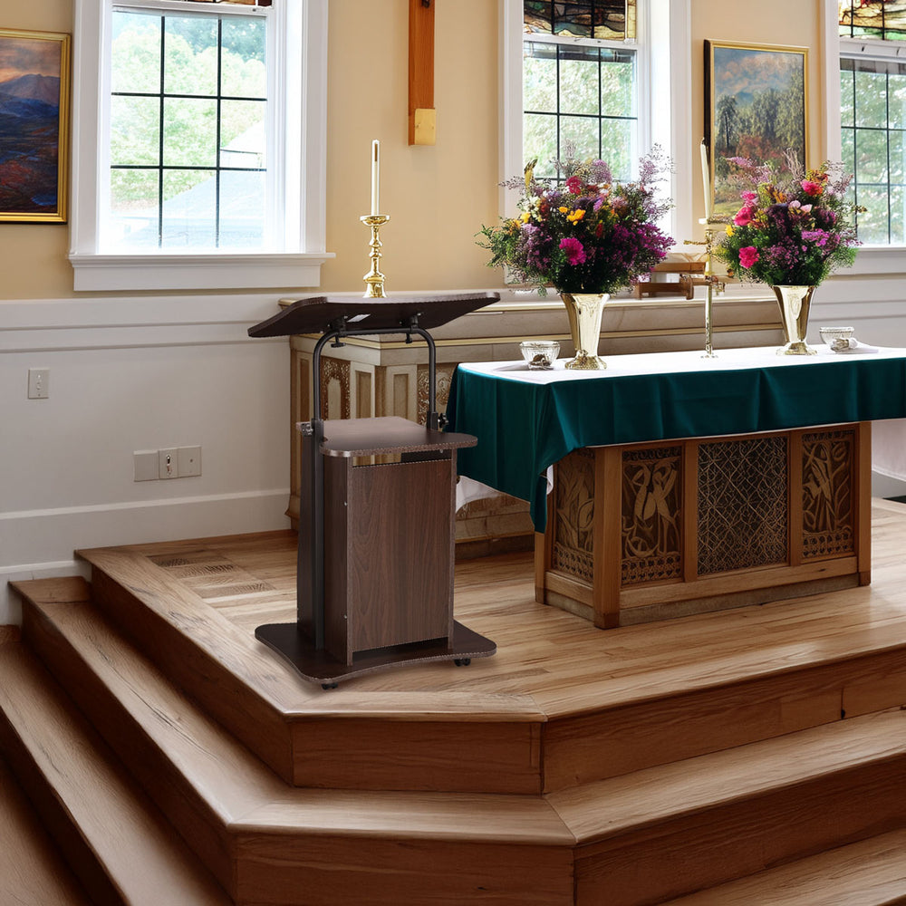 Yescom Height-Adjustable Rolling Laptop Cart with Storage Image