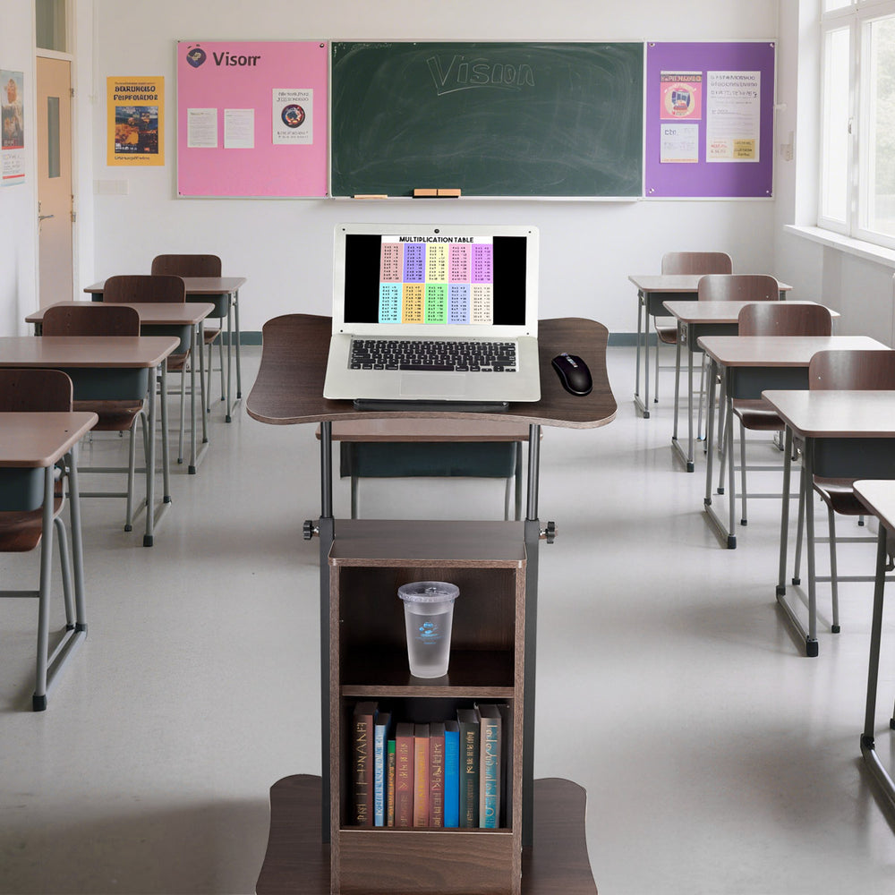 Yescom Height-Adjustable Rolling Laptop Cart with Storage Image