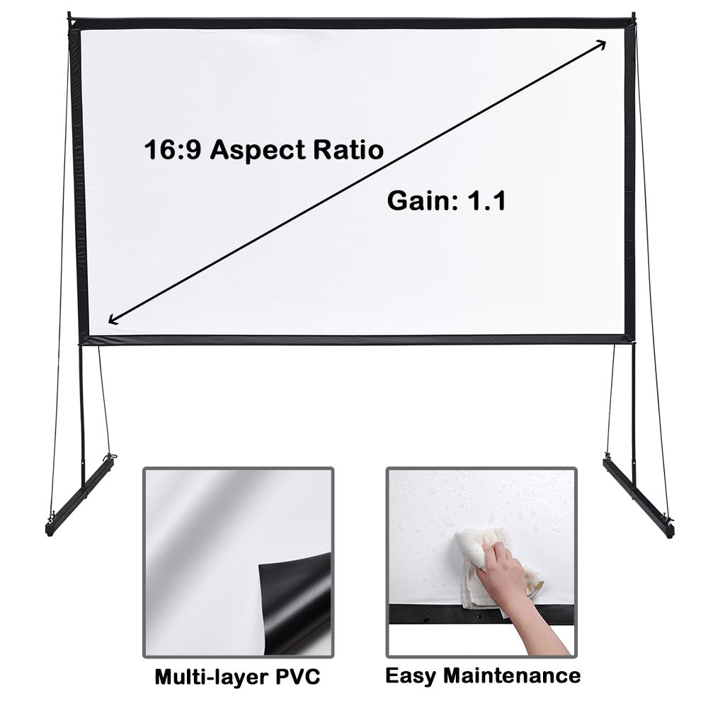Yescom Outdoor Portable Projection Screen PVC w/ Metal Stand 120in 16:9