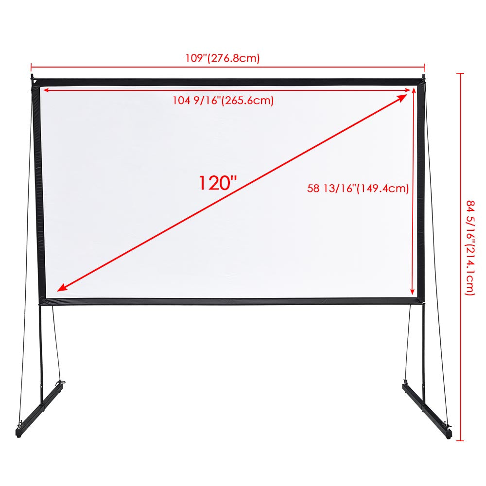 Yescom Outdoor Portable Projection Screen PVC w/ Metal Stand 120in 16:9 Image