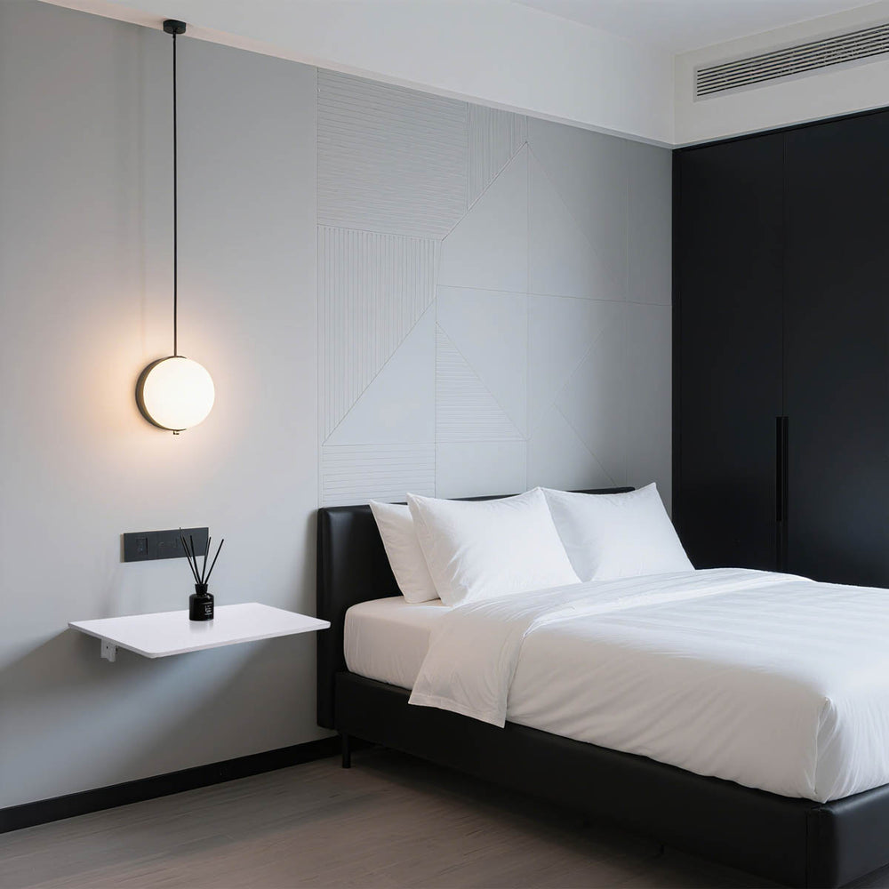 Yescom Wall Mount Fold Down Floating Table Desk Black/White Image