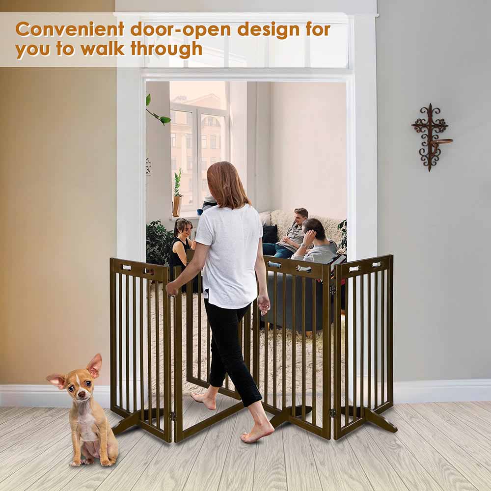 Yescom 4-Panel Folding Wood Pet Gate Crate Baby Barrier 80x36in Image