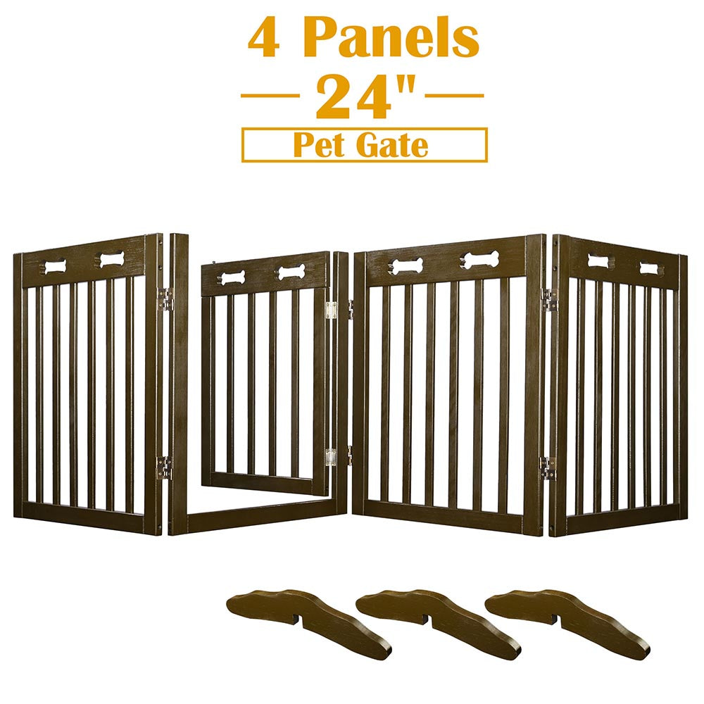 Yescom 4-Panel Folding Wood Pet Gate Crate Baby Barrier 80x24in Image